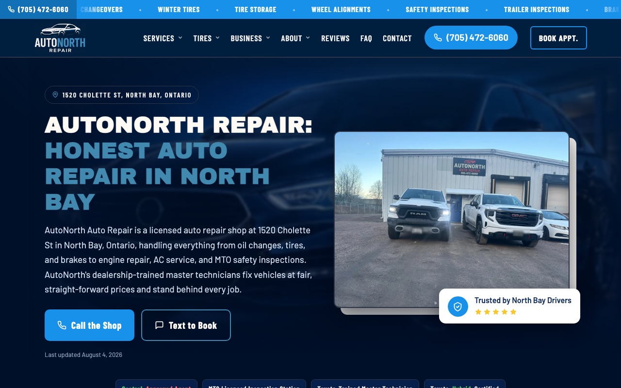 AutoNorth Auto Repair website screenshot