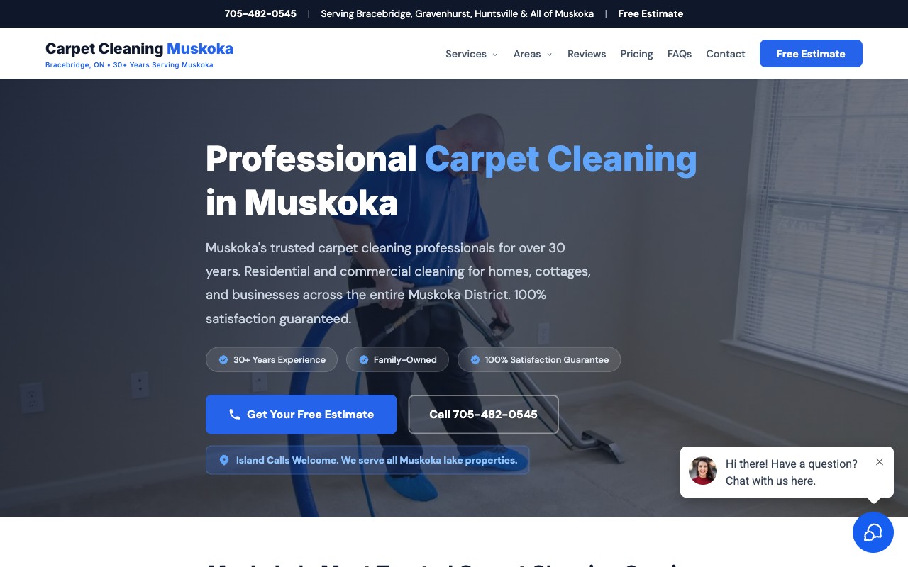 Carpet Cleaning Muskoka website screenshot