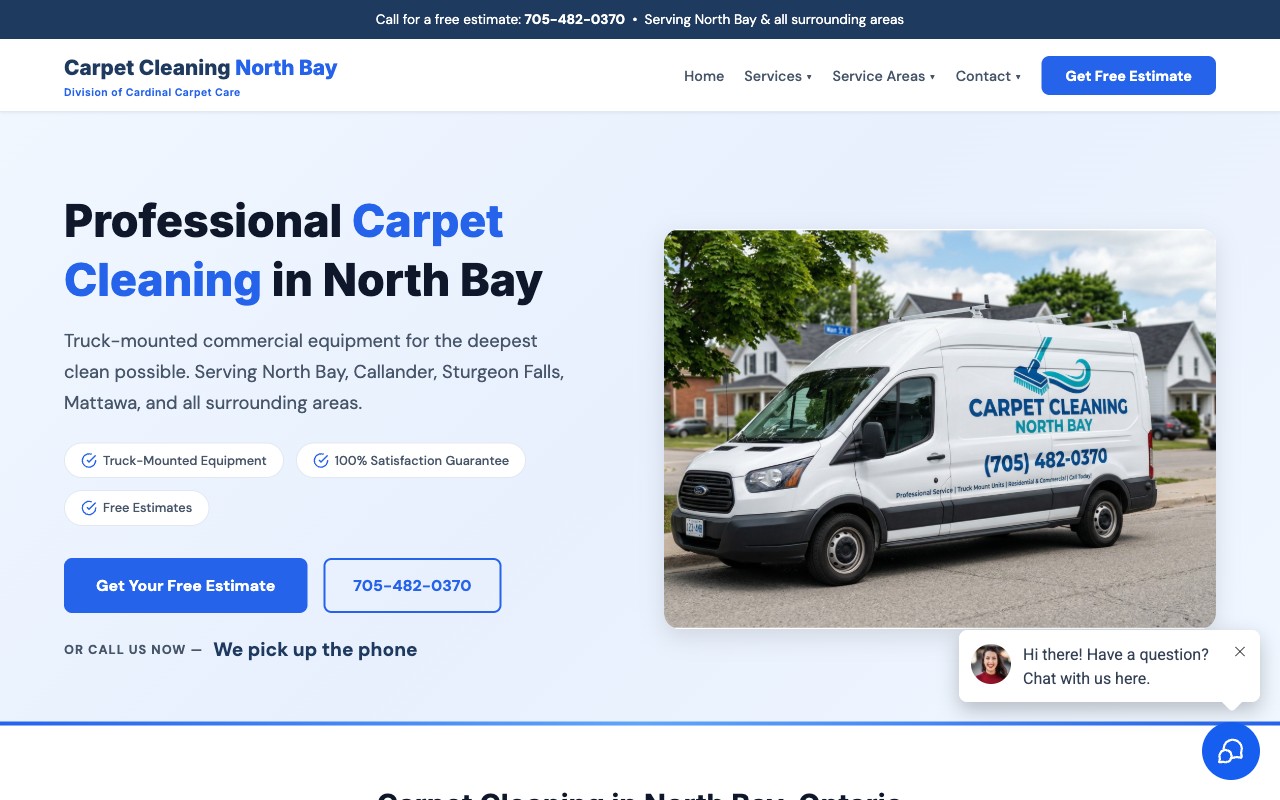 Carpet Cleaning North Bay website screenshot