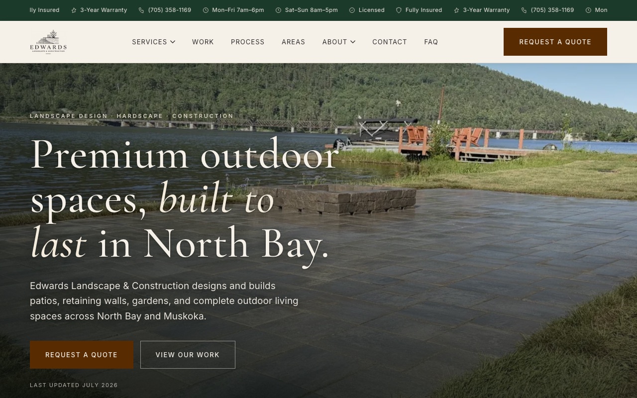 Edwards Landscape & Construction website screenshot