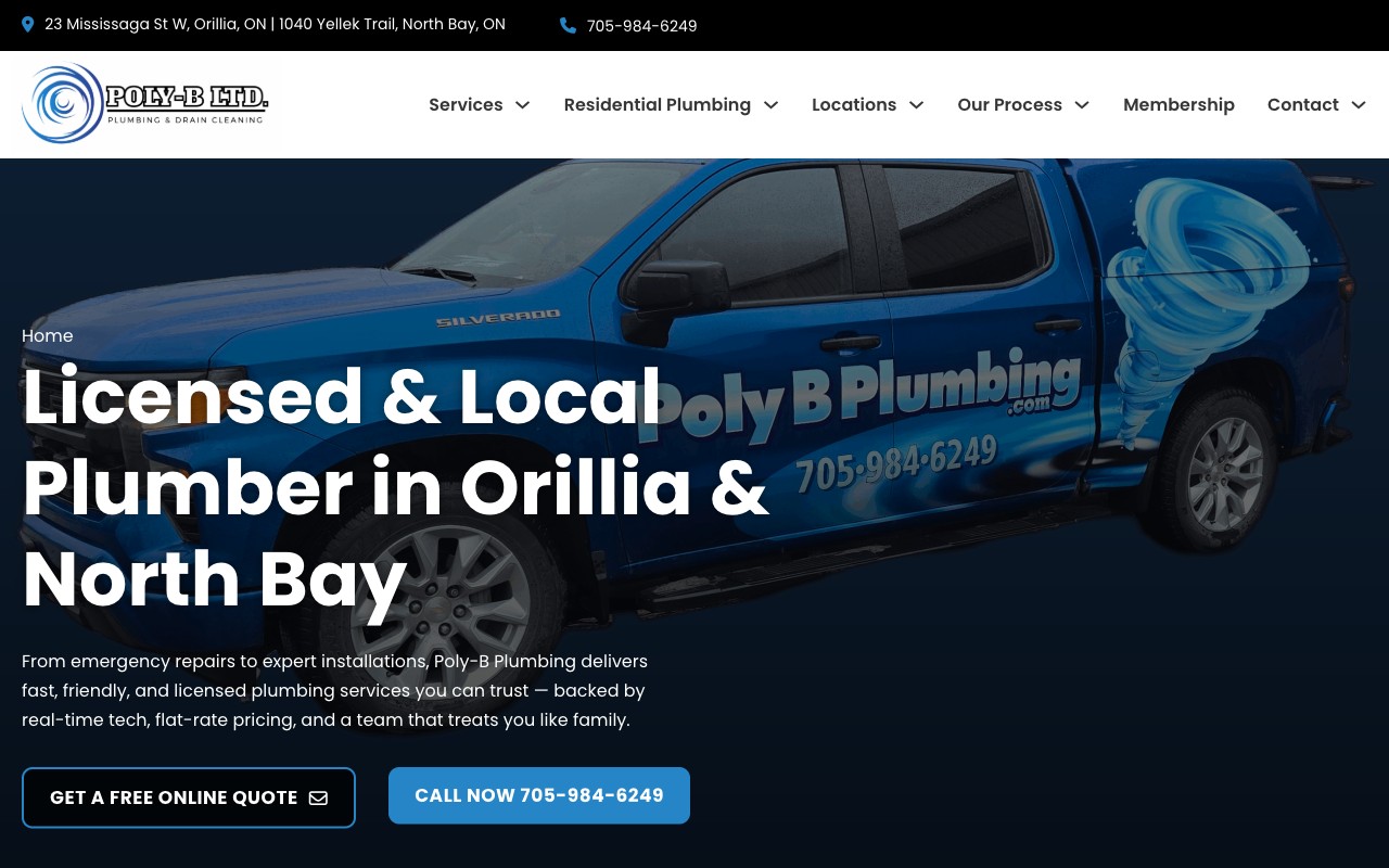 Polyb Plumbing website screenshot
