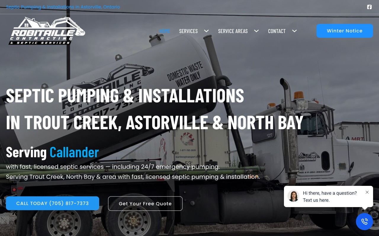 Robitaille Contracting website screenshot