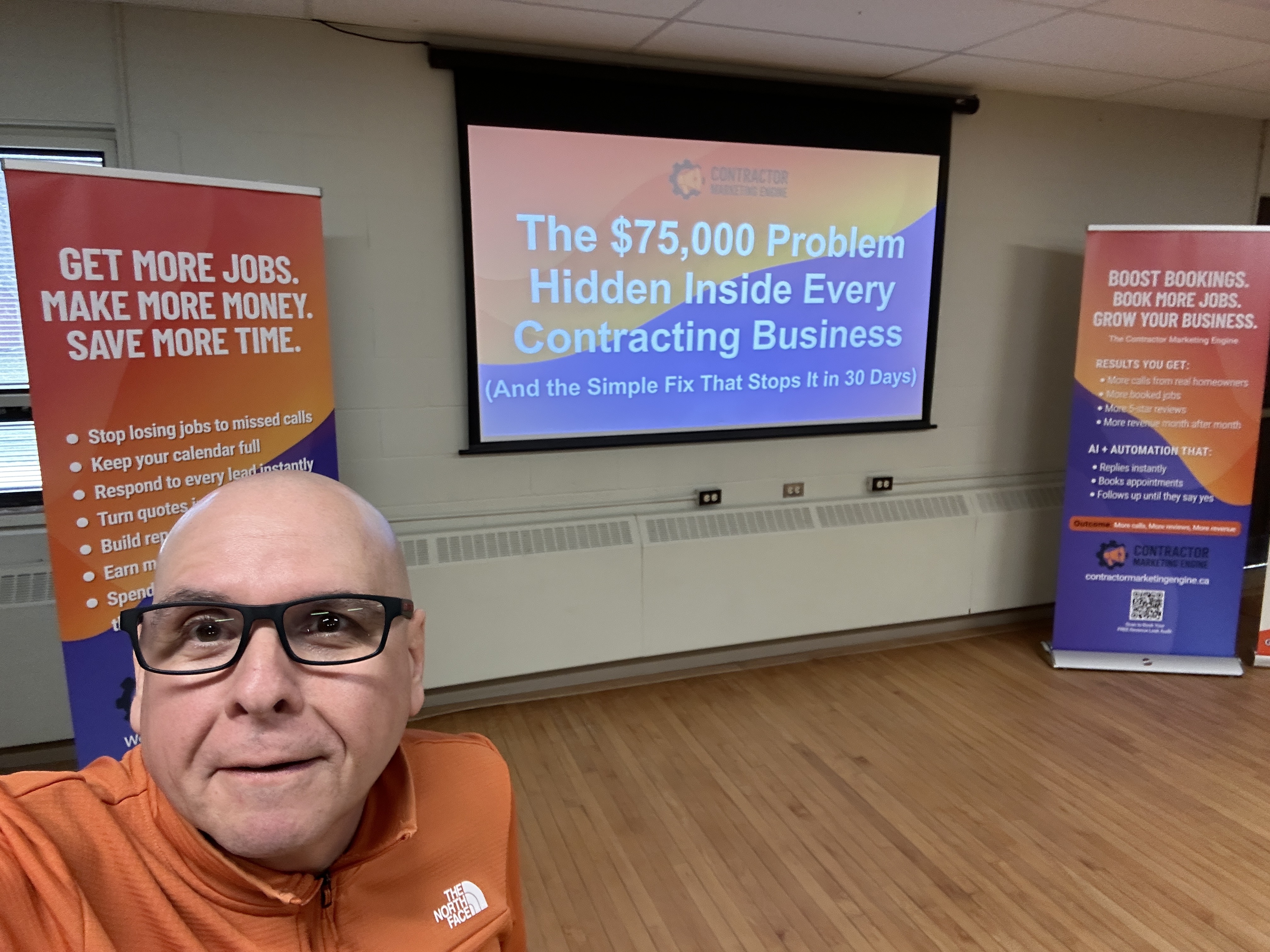 Paul Meyers presenting The $75,000 Problem to contractor audience