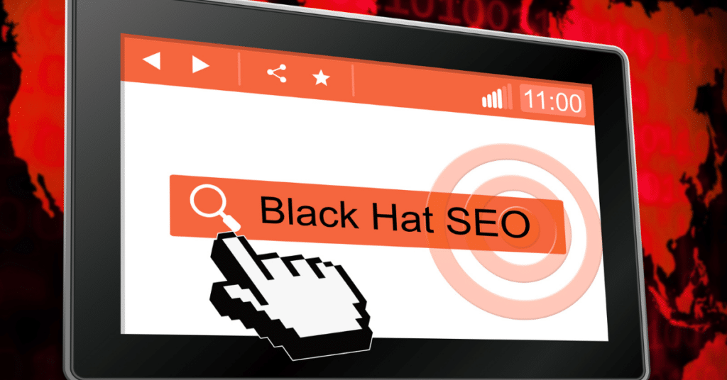 Image showing how major search engines dislike black hat link building.