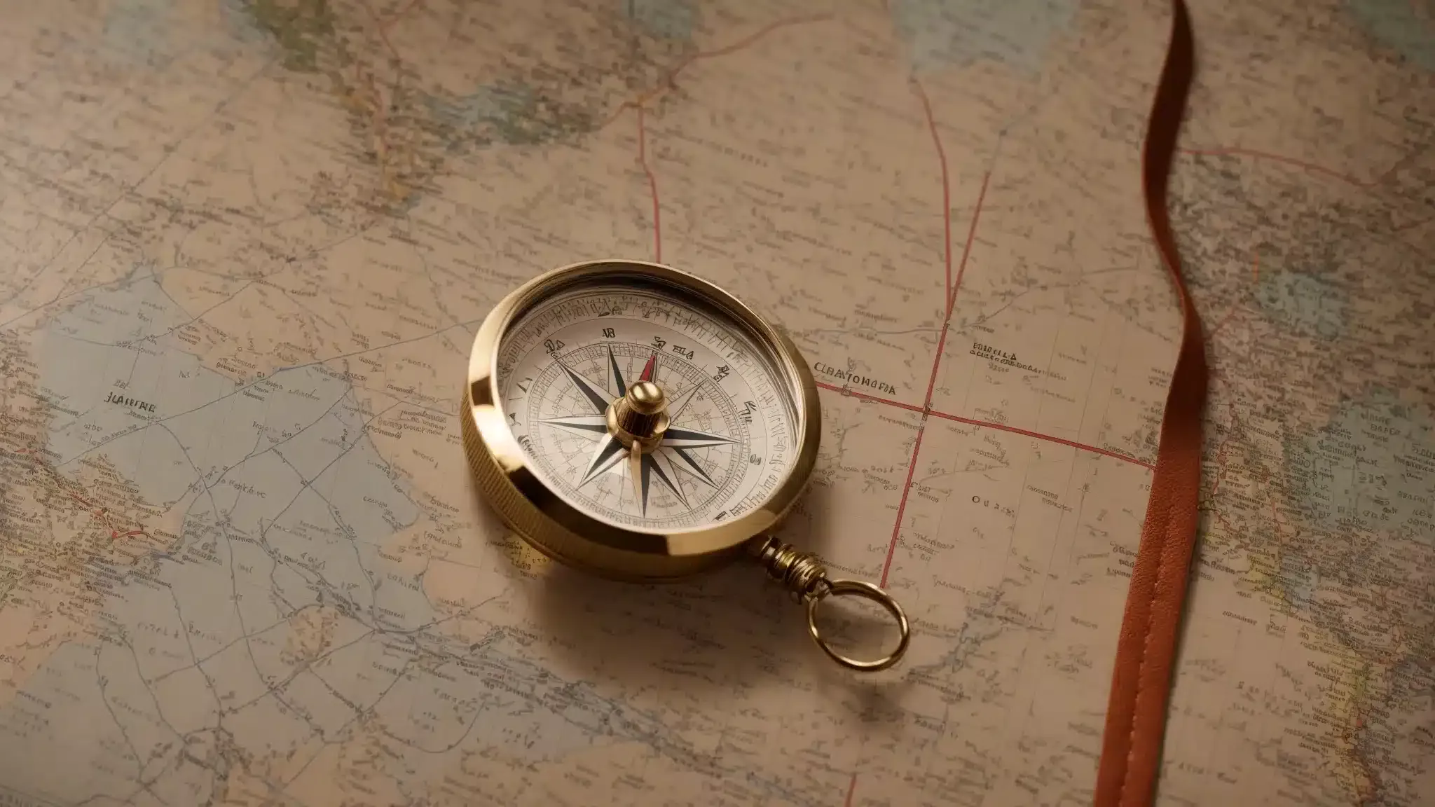 a compass on a map symbolizing the navigational challenges of seo and the strategic direction provided by redirects.
