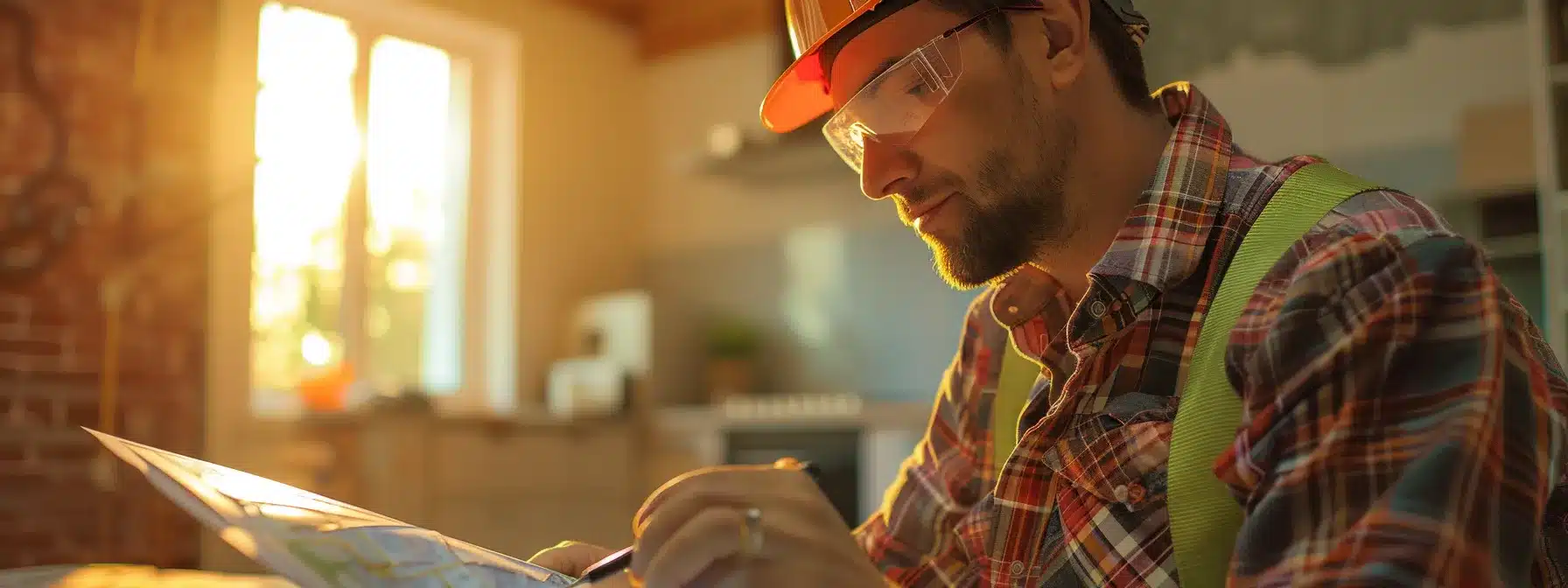 a contractor studying a map of local markets and keywords for their seo strategy.