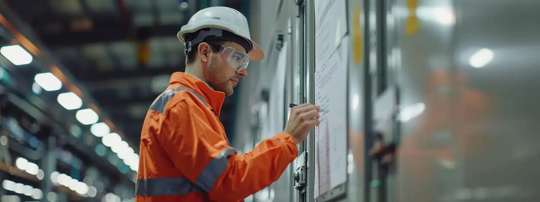 a construction worker writing keywords on a whiteboard to tailor content for online visibility.